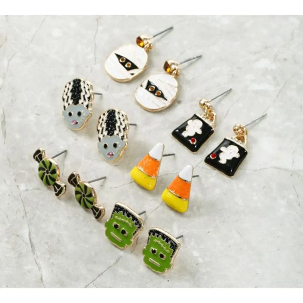 Way to Celebrate Halloween Friendly Monsters Earring Collection, 6 Pairs